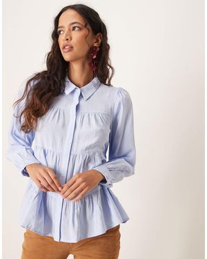 Y.A.S Chemise smockée à volants - kentucky - Bleu