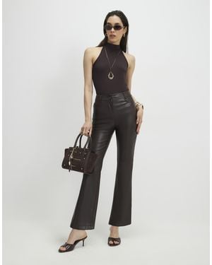 River Island Faux Leather Cropped Flared Trousers - White