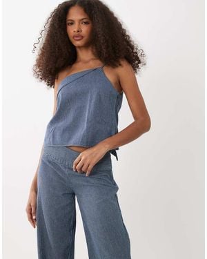 Mango Teen One Shoulder Sleeveless Top Co-ord - Blue