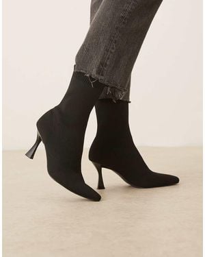 ASOS Wide Fit Reagan Chisel Toe Sock Boots - Natural