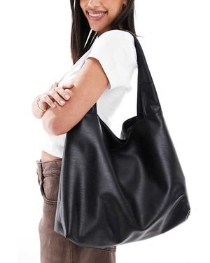 Pull&Bear Faux Leather City Shopper - Black