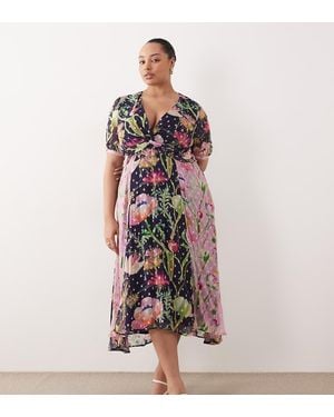 Hope & Ivy Plus Wrap Bust Midi Tea Dress - Red