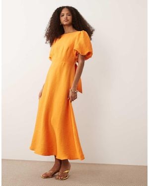 Nobody's Child Occasion Zola Puff Sleeve Midaxi Dress - Orange