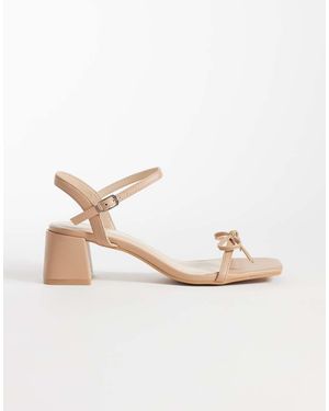 Glamorous Low Block Heeled Sandals - Natural