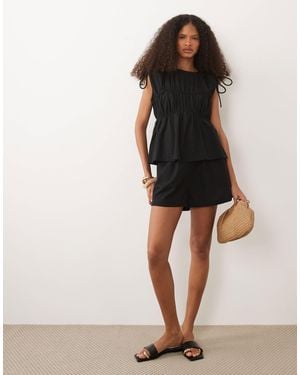 ASOS Double Layer Playsuit With Tie Detail - Black