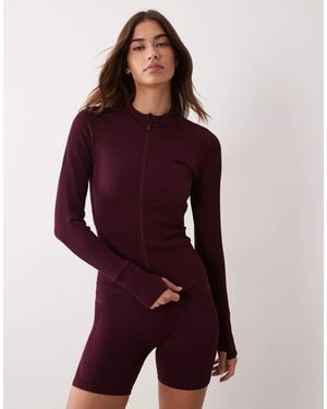 4505 Sculpting Seamless Zip Up Long Sleeve Top - Purple