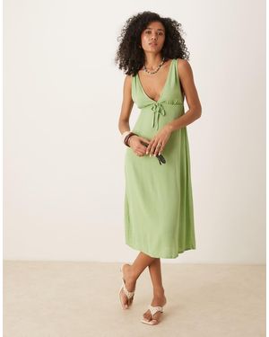 Motel Havisla Tie Front Midaxi Dress - Green