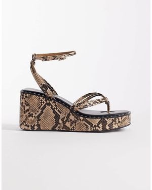 ASOS Thalia Barely There Toe Thong Wedges - Metallic