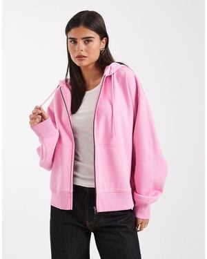 Collusion Zip Through Boxy Hoodie - Pink