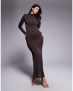 DASKA Exclusive Jersey Maxi Dress With Drape Detail - Purple