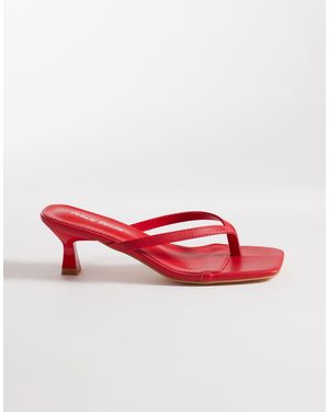Public Desire Everlast Kitten Heel Flip Flop Sandals - Red