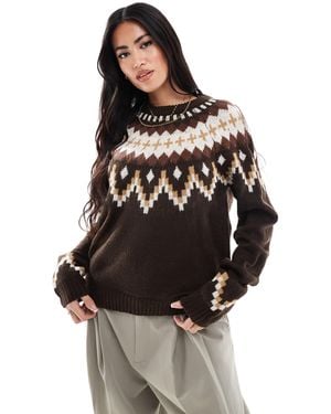 Threadbare – pullover mit rundhalsausschnitt und indigenem muster - Schwarz