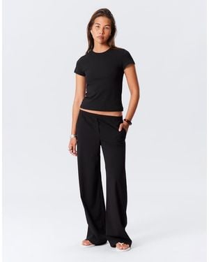 Weekday Kelly Elasticated Waist Wide Leg Trousers - Black