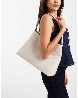 Glamorous Geweven Tote Tas Met Schouderband - Wit