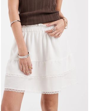 Pieces Tiered Mini Skirt - Brown