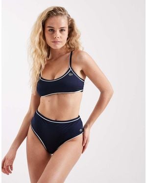 Lacoste Contrast Piped Bikini Bottoms - Blue