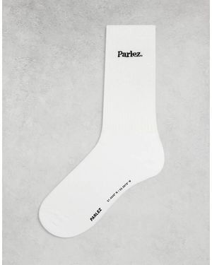 Parlez Sokken Met Geborduurd Logo - Wit