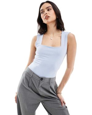 New Look Body Sinuoso Azzurro Con Scollo Squadrato - Grigio