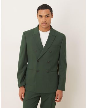 ASOS Double Breasted Slim Suit Jacket - Green