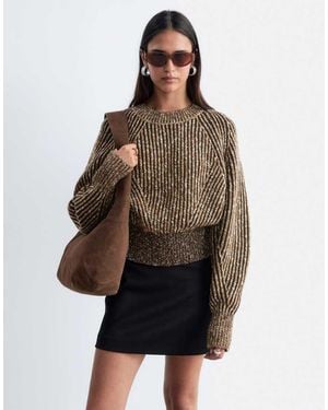 & Other Stories Balloon Sleeve Ribbed Knitted Jumper - Brown