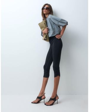 ASOS Seamless Capris With Ruched Hem Detail - Blue