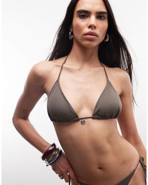 Weekday Triangle Bikini Top With Charm Detail - Natural