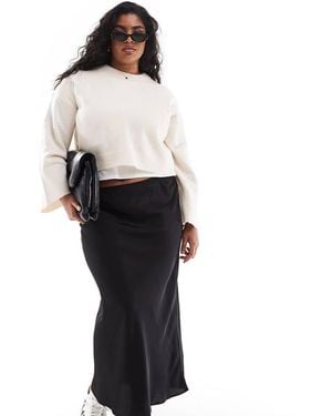 ASOS Asos Design Curve Satin Bias Midi Skirt - Black