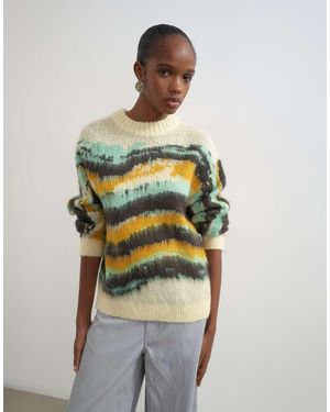 TOPSHOP Jersey De Punto Con Rayas Pintadas Y Cuello Redondo - Metálico