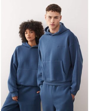 Reclaimed Vintage Unisex Heavyweight Boxy Hoodie - Blue