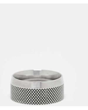 ASOS Waterproof Stainless Steel Chunky Band Ring With Criss-cross Detail - White