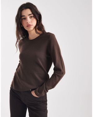 ONLY Round Neck Knit Top - Brown