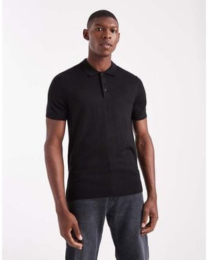 New Look Knitted Polo - Black