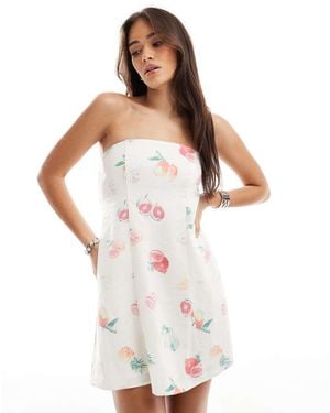 Hollister Bandeau Linen Blend Mini Dress - White