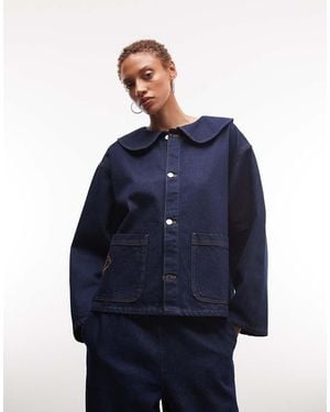 Reclaimed (vintage) Peter Pan Collar Denim Shirt Co-ord - Blue