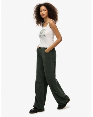 Superdry Mid Rise Baggy Jumbo Cord Trousers - White