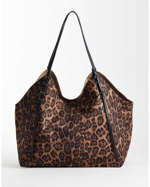 Glamorous Ruime Tote Tas Met Luipaardprint - Bruin