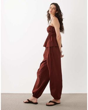 Mango Cbaperol Cotton Mix Cuffed Hem Trouser Co-Ord - Red