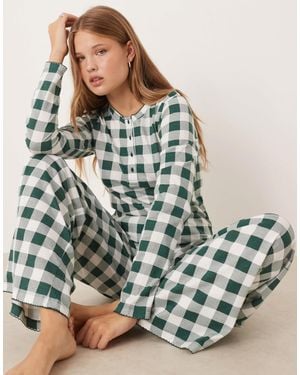 ASOS – mix & match – knapp geschnittenes pyjama-henley-t-shirt - Grün