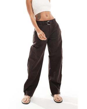 ASOS Belted Panelled Laundered Utility Trousers With Zip Detail - Black