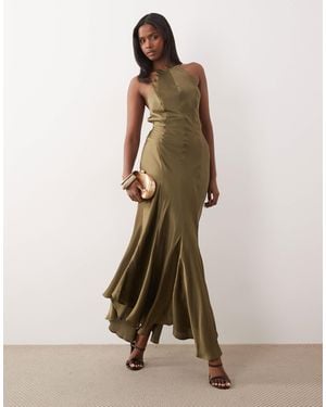 ASOS Seam Detail Open Back Strappy Maxi Dress - Natural