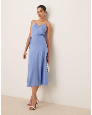 Y.A.S Satin Cami Midi Dress - Blue