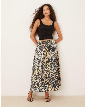 Mango Falda Midi De Corte Acampanado Con Estampado De Leopardo De (Parte De Un Conjunto) - Marrón