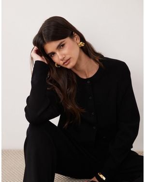 ASOS Compact Knit Boxy Cardigan Co-Ord - Black