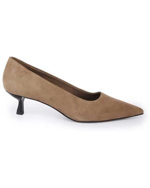 OFF THE HOOK Tilly Suede Pointed Toe Kitten Heel Court Shoes - White