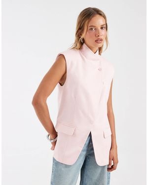 ASOS Wrap Front Sleeveless Blazer - White