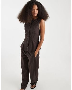 Vero Moda Linen Blend Tailored Vest - Black