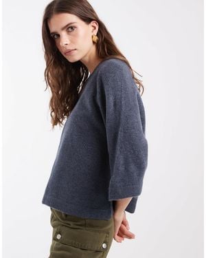 ONLY Pull en maille 3/4 marine - Bleu