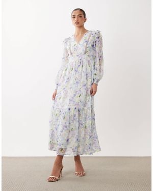 Vila Ladder Lace Frill Detail Maxi Dress - White