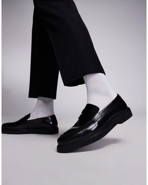 ASOS – creepers-loafer aus em leder - Schwarz