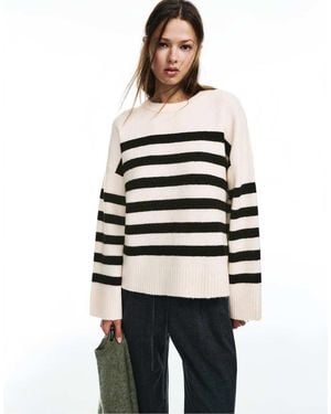 Pull&Bear Striped Jumper - White